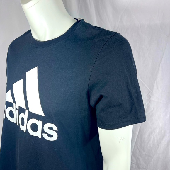 ADIDAS T-SHIRT, BLACK EXTRA LARGE SUZE, THREE STRIP STYLE, WHITE STRIPS - Picture 4 of 14